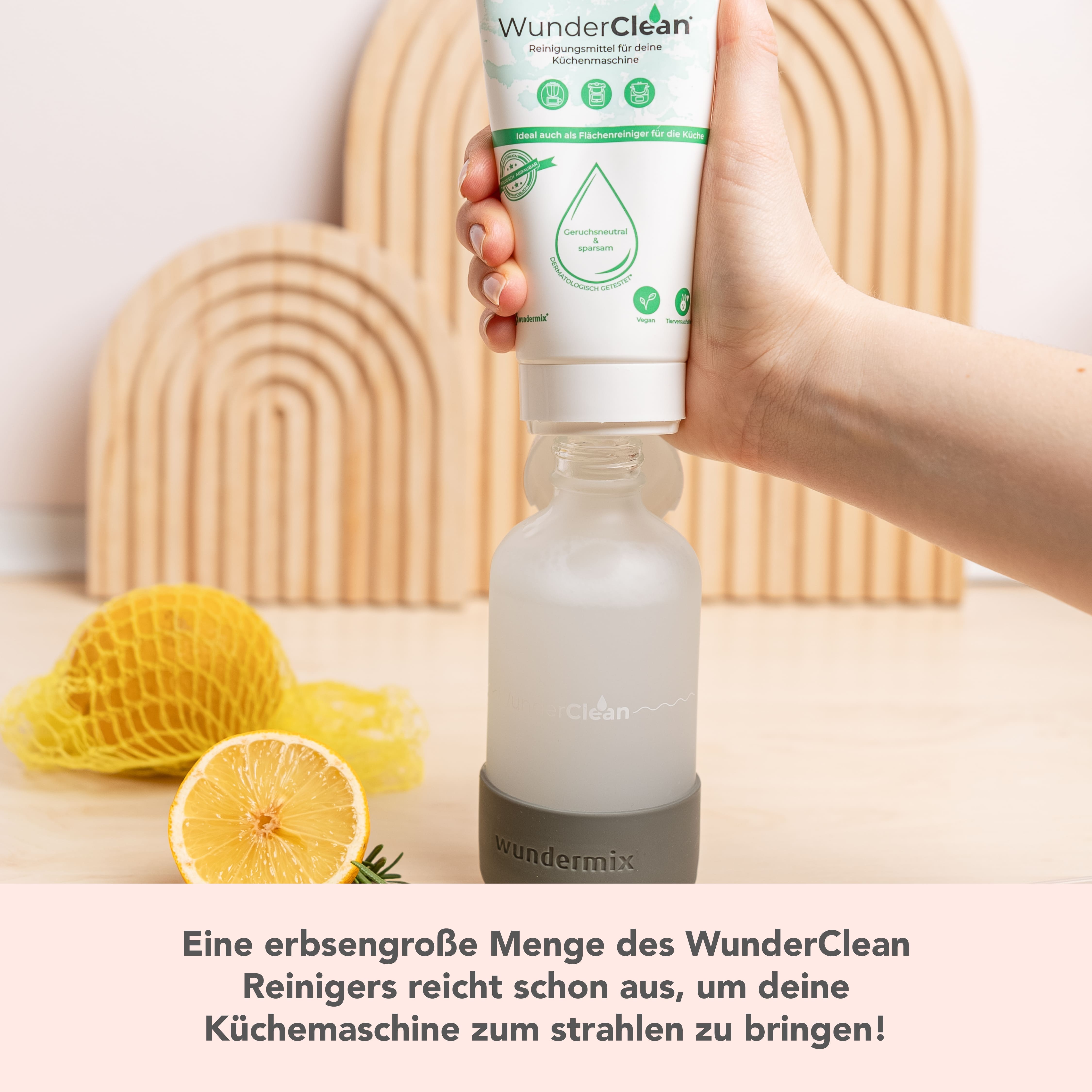 WunderClean Sprühflasche | 240 ml Glasflasche mit Silikon-Bruchschutz für WunderClean Reiniger